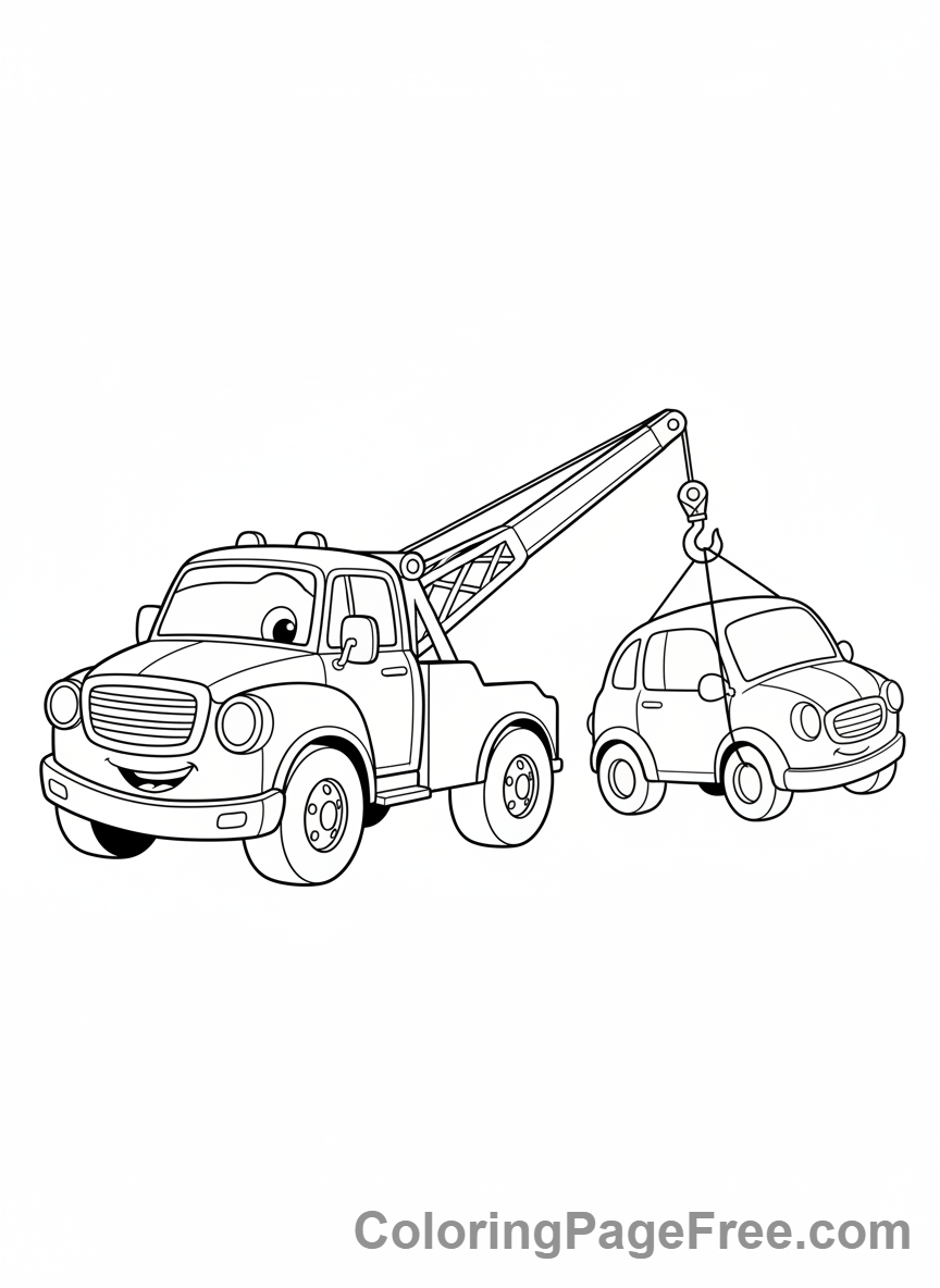 Truck coloring page - Tow Truck Action