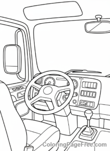 Truck coloring page - Truck Cabin View