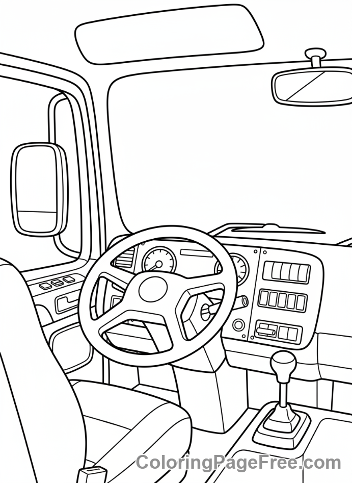 Truck coloring page - Truck Cabin View