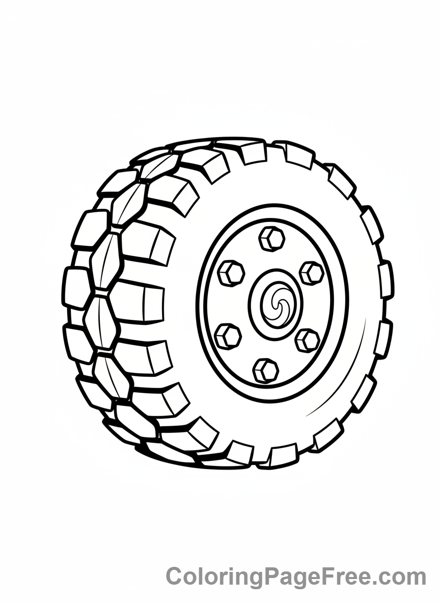 Truck coloring page - Truck Wheel Detail