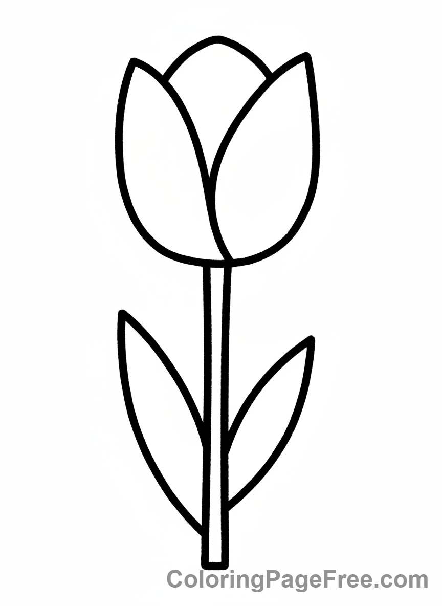 Tulip coloring page - Simple toddler tulip