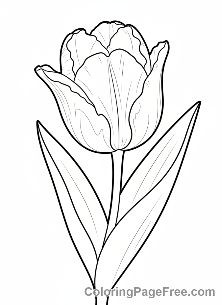 Tulip coloring page - Single tulip close-up