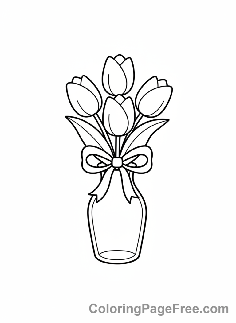 Tulip coloring page - Small tulip bouquet