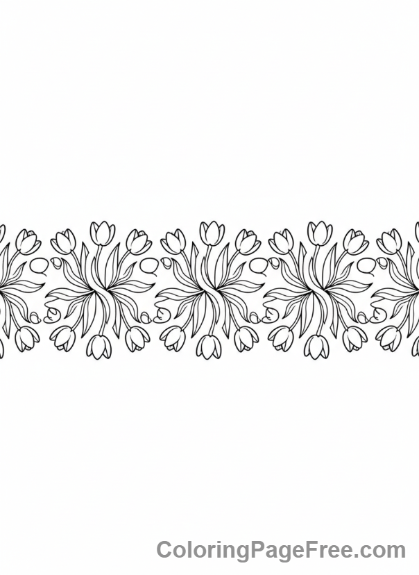 Tulip coloring page - Tulip border design