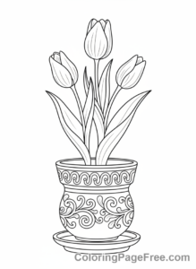 Tulip coloring page - Tulip in pot