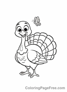 Turkey coloring page - Turkey curious butterfly