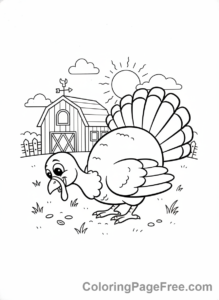 Turkey coloring page - Turkey pecking ground