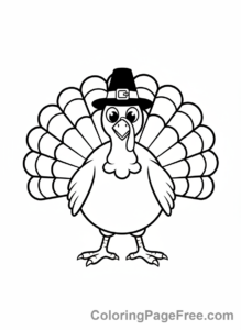 Turkey coloring page - Turkey pilgrim hat