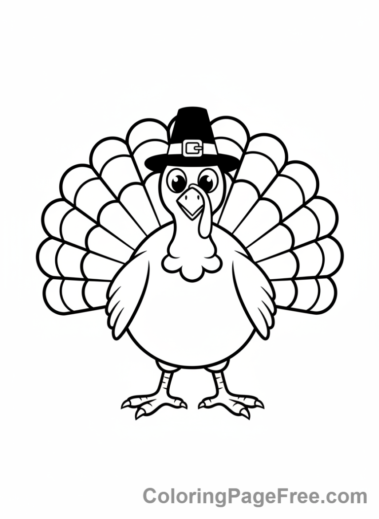 Turkey coloring page - Turkey pilgrim hat