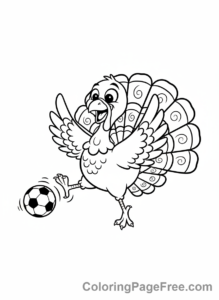Turkey coloring page - Turkey playing ball