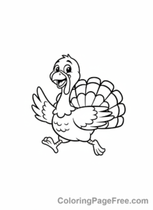 Turkey coloring page - Turkey running happily