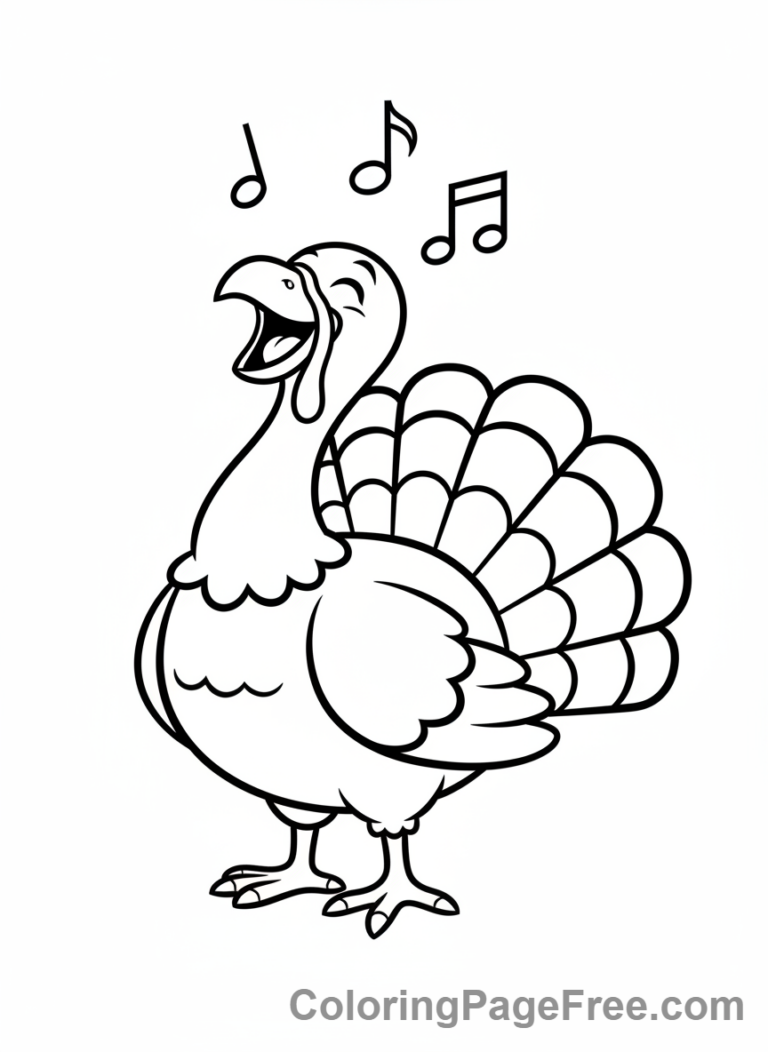 Turkey coloring page - Turkey singing joyfully
