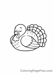 Turkey coloring page - Turkey sleeping peacefully