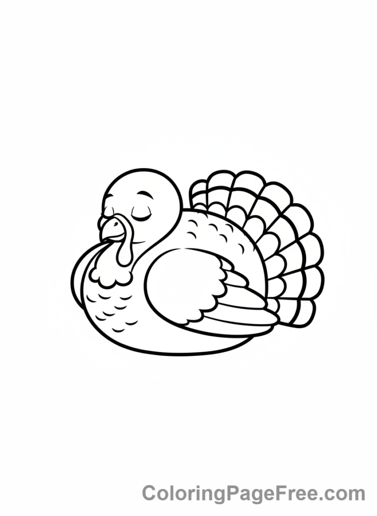 Turkey coloring page - Turkey sleeping peacefully