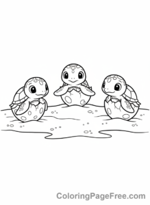 Turtle coloring page - Baby turtles hatching