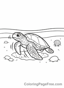 Turtle coloring page - Turtle digging sand