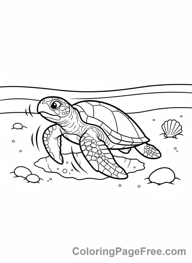 Turtle coloring page - Turtle digging sand