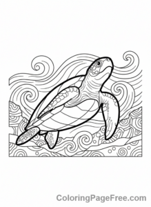 Turtle coloring page - Turtle diving deep