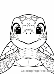 Turtle coloring page - Turtle face close