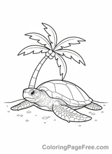 Turtle coloring page - Turtle on beach