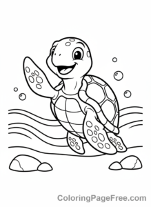 Turtle coloring page - Turtle waving hello