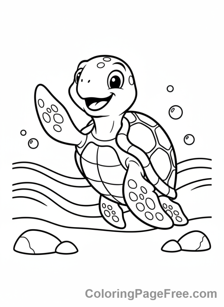 Turtle coloring page - Turtle waving hello