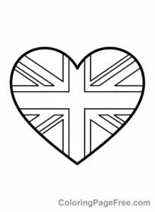 Uk Flag coloring page - Flag heart shape