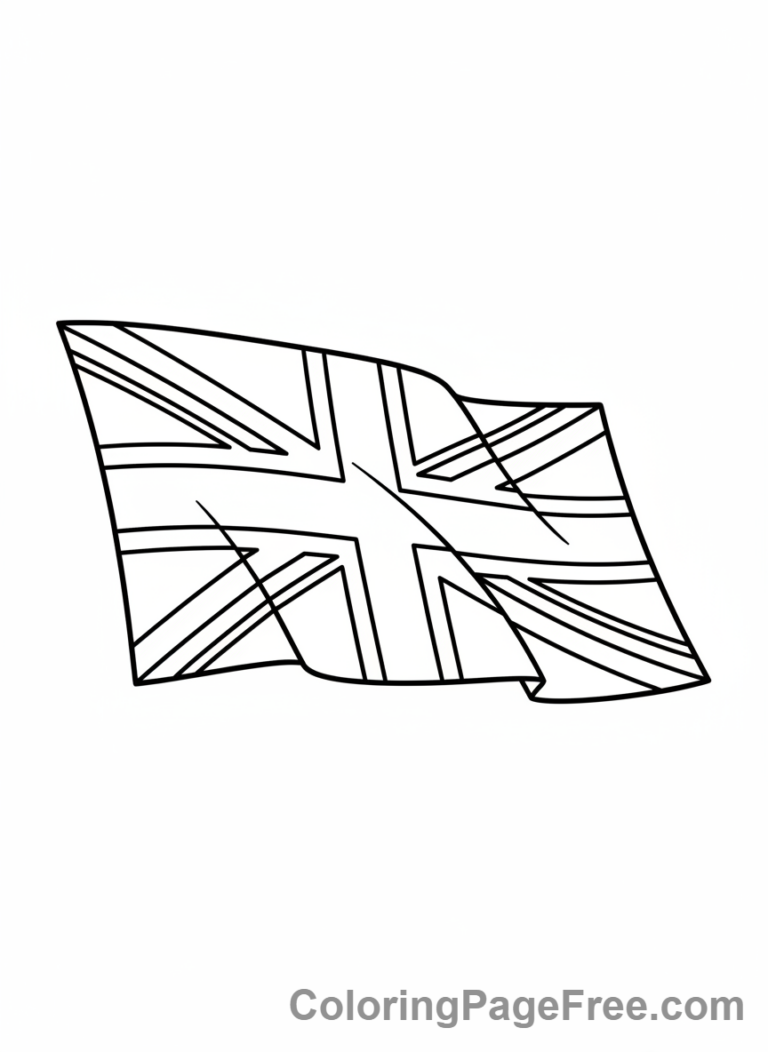 Uk Flag coloring page - Flag waving proudly