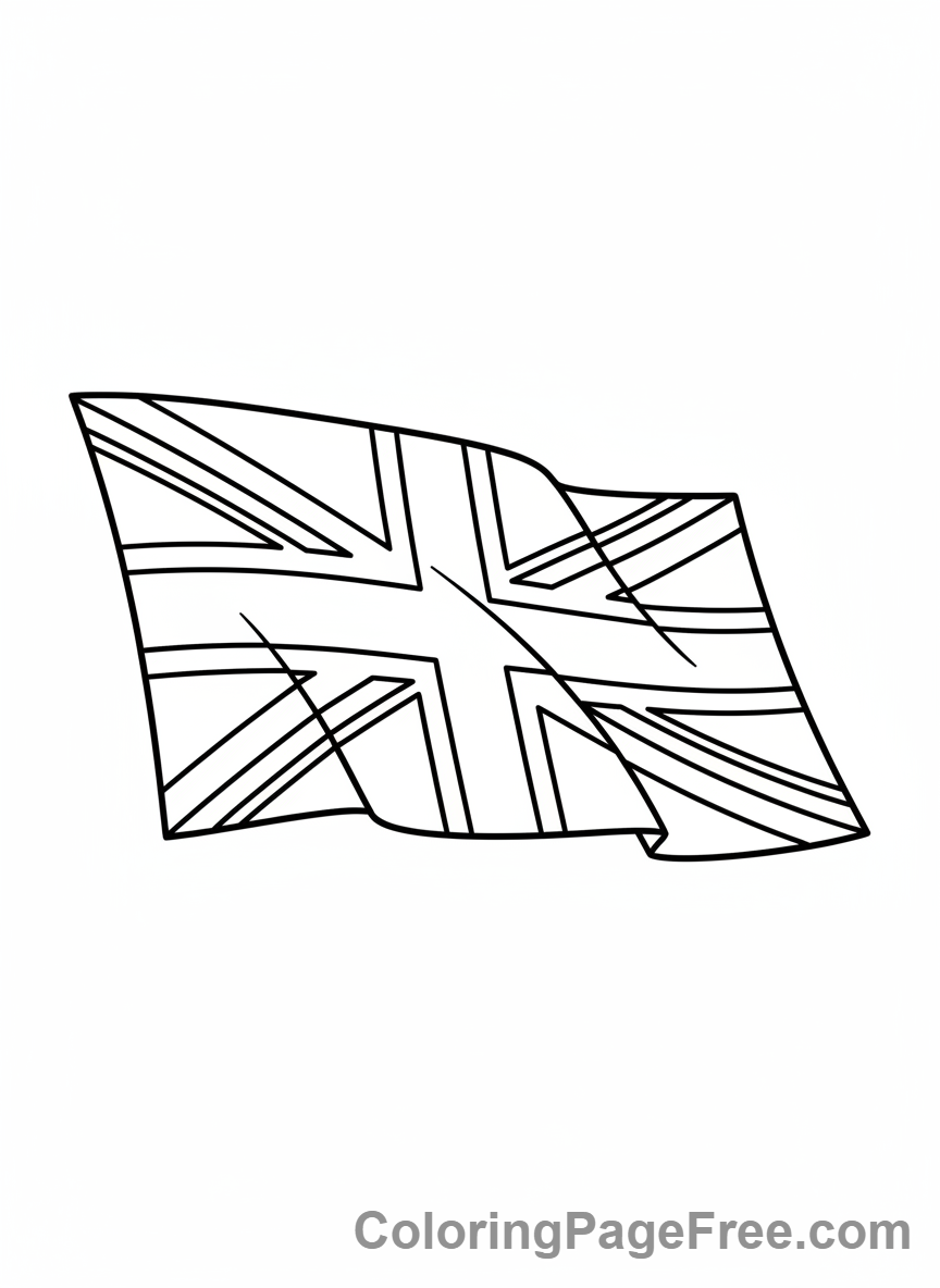 Uk Flag coloring page - Flag waving proudly