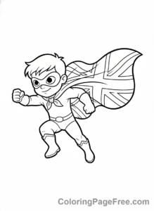 Uk Flag coloring page - Superhero flag cape