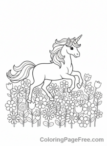 Unicorn coloring page - Unicorn flower prance