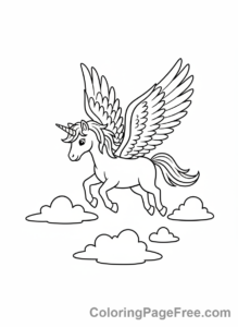 Unicorn coloring page - Unicorn flying wings