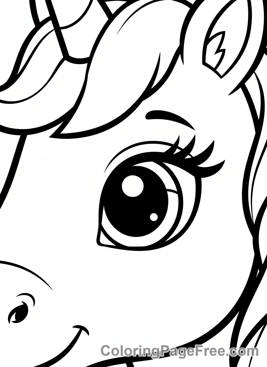 Unicorn coloring page - Unicorn gentle eye