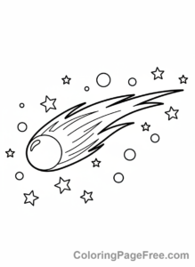 Universe coloring page - Comet streaking stars