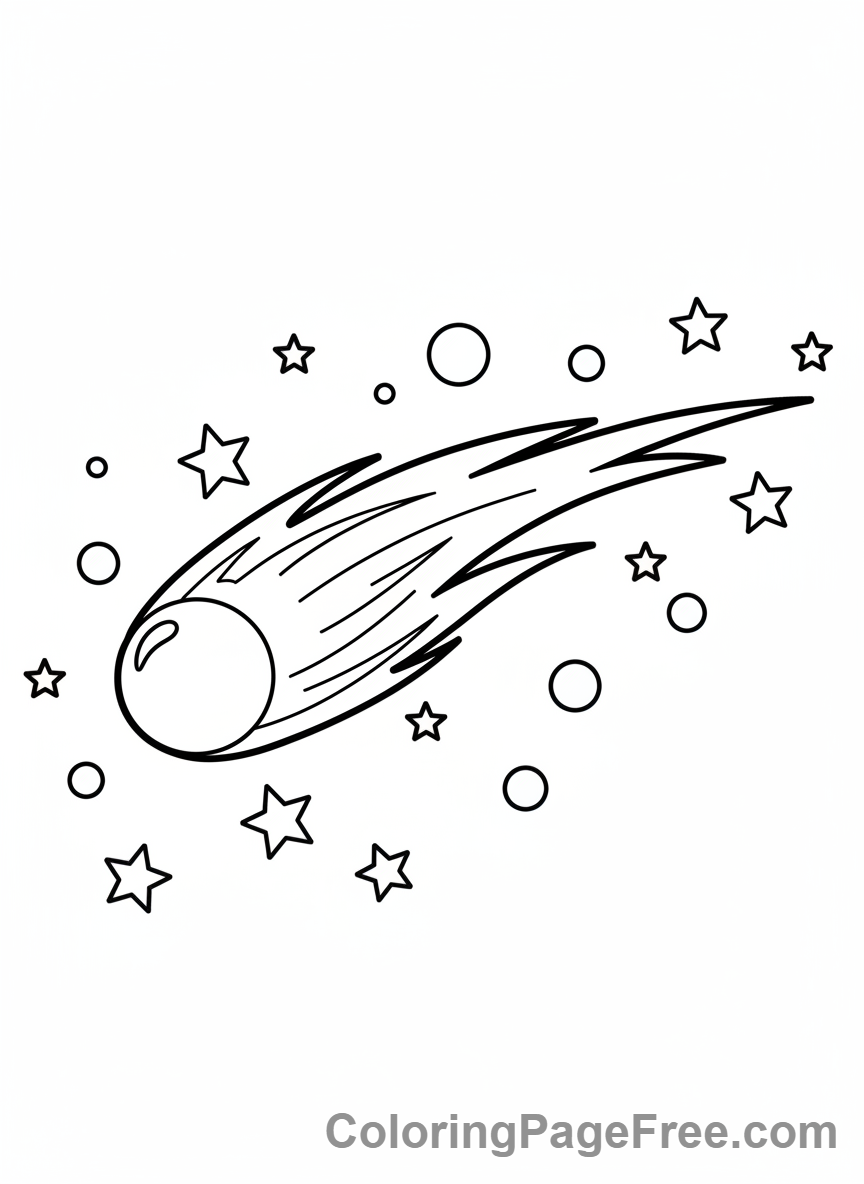 Universe coloring page - Comet streaking stars