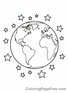Universe coloring page - Earth from space