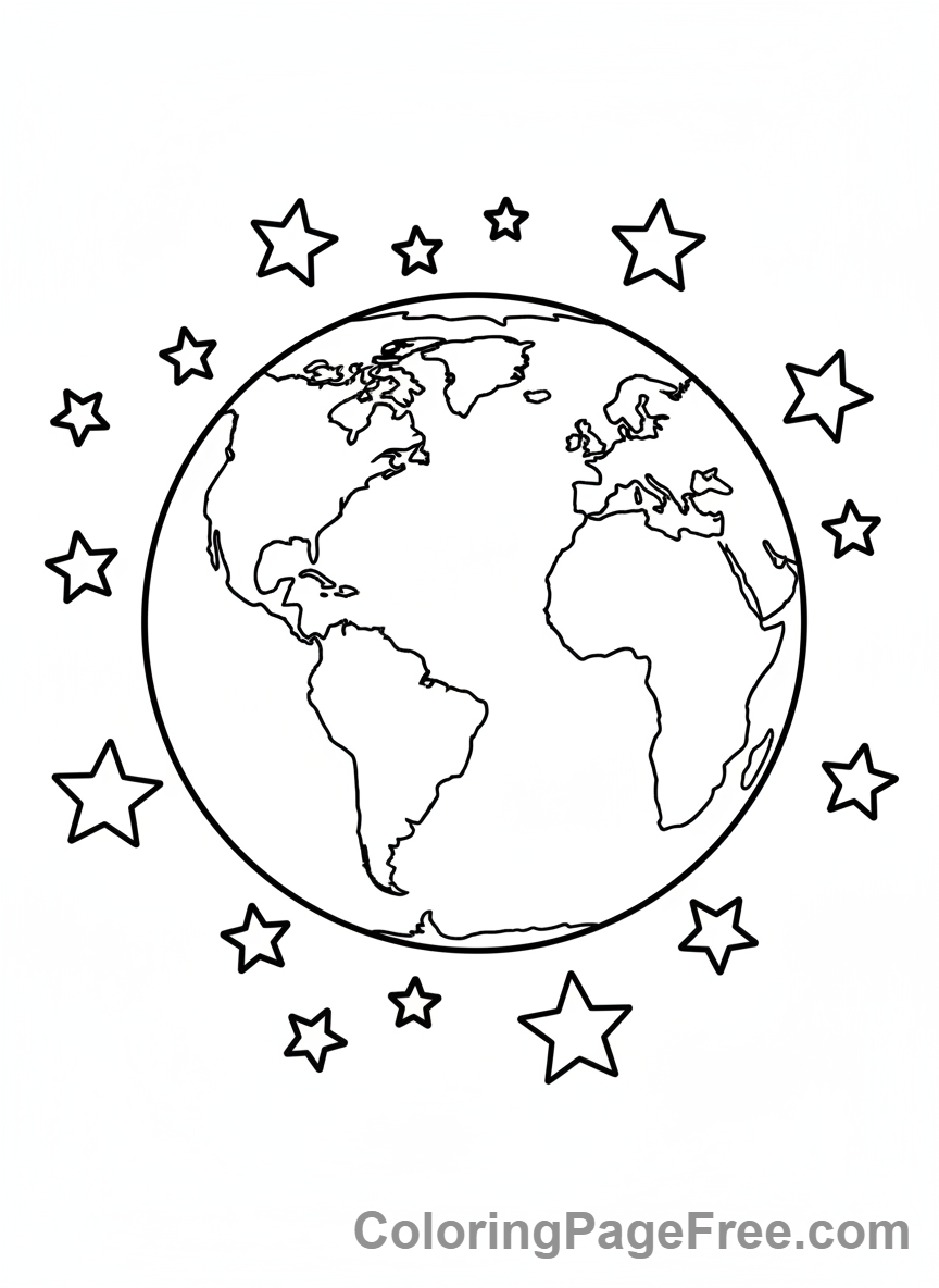 Universe coloring page - Earth from space