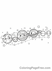Universe coloring page - Planets aligned stars