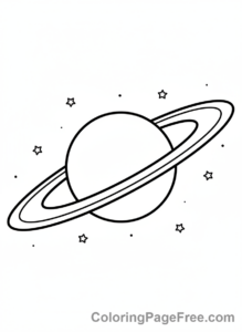 Universe coloring page - Saturn planet rings