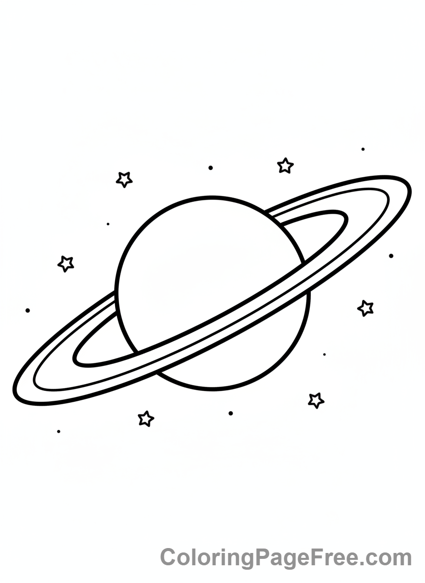 Universe coloring page - Saturn planet rings