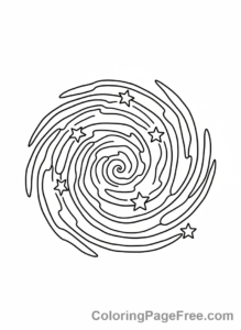 Universe coloring page - Swirling space nebula