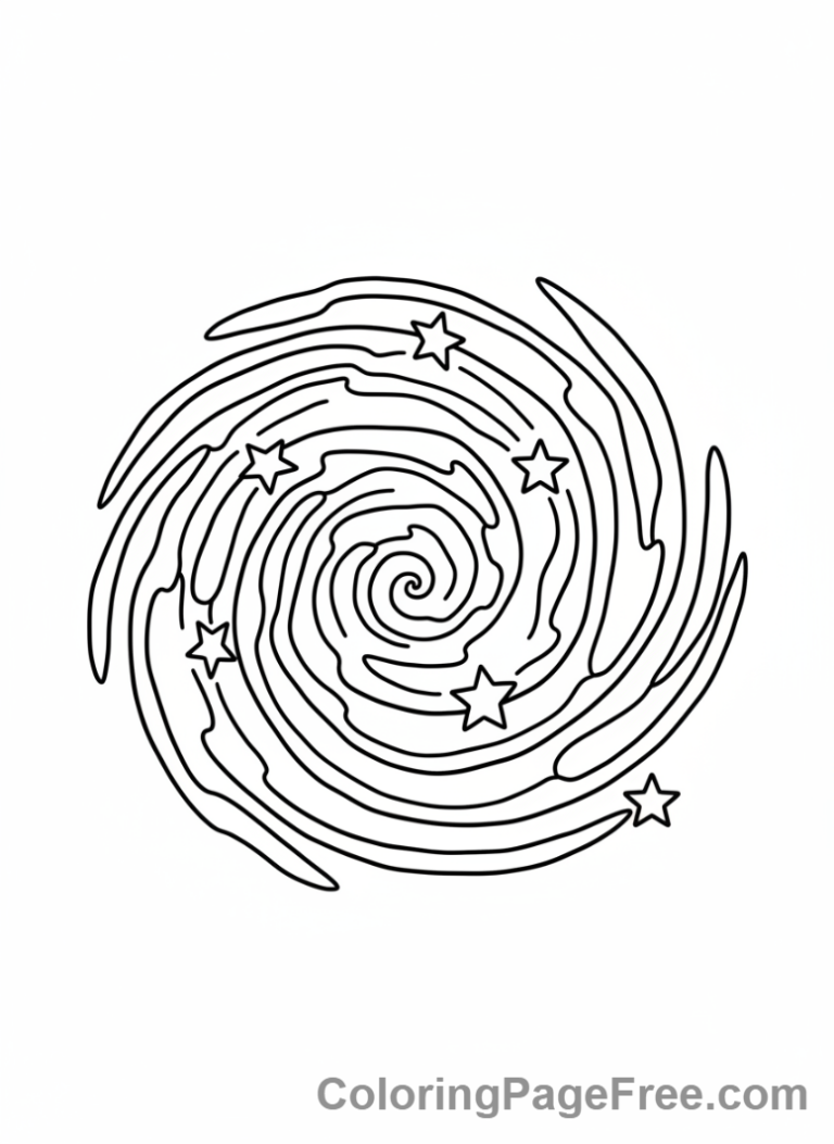 Universe coloring page - Swirling space nebula