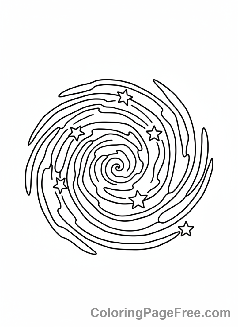 Universe coloring page - Swirling space nebula