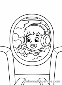 Vacation coloring page - Airplane Window View