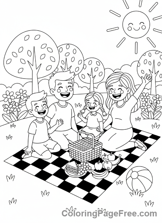 Vacation coloring page - Park Picnic Time