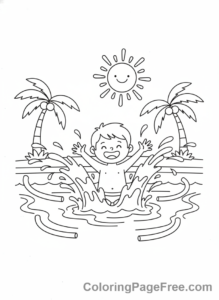 Vacation coloring page - Pool Splash Play