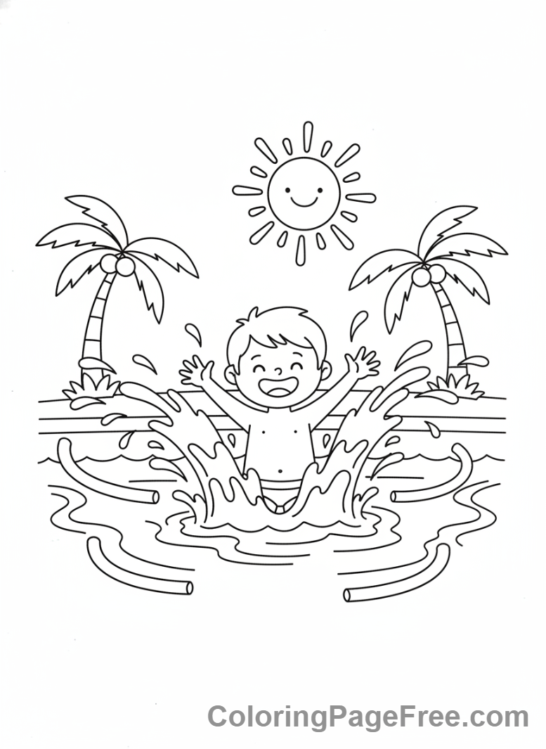 Vacation coloring page - Pool Splash Play