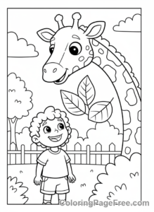 Vacation coloring page - Zoo Giraffe Friend