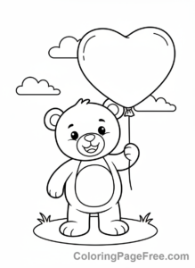 Valentines Day coloring page - Bear holding big heart