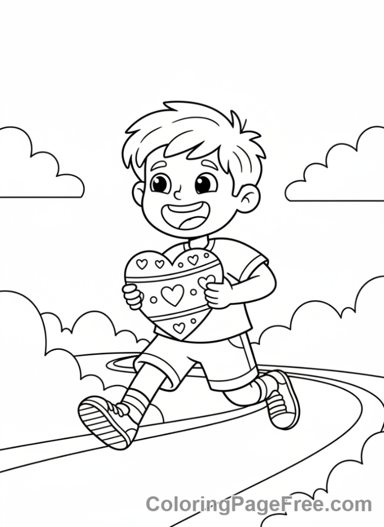 Valentines Day coloring page - Boy delivering valentine